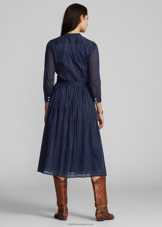 Ralph Lauren naised puuvillane voile särk PR0V3654 keskmine indigo