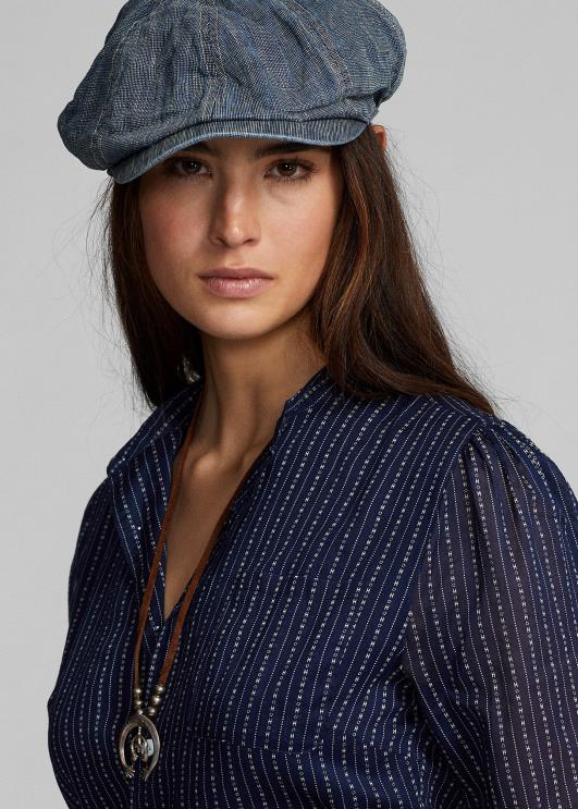 Ralph Lauren naised puuvillane voile särk PR0V3654 keskmine indigo