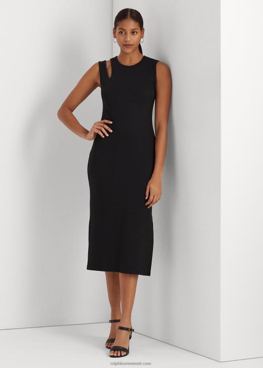 Ralph Lauren naised puuvillasegu varrukateta midi kleit PR0V3907 must