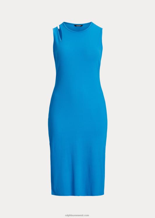 Ralph Lauren naised puuvillasegu varrukateta midi kleit PR0V4552 leekides ookean