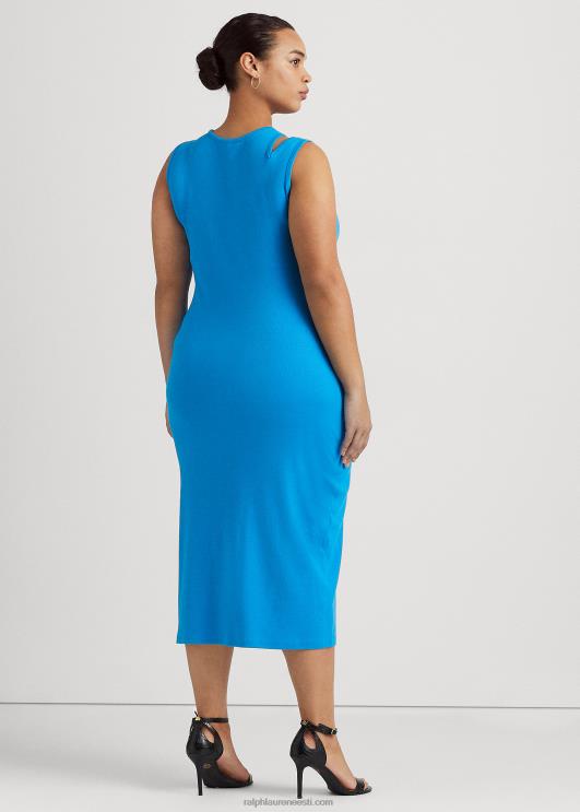 Ralph Lauren naised puuvillasegu varrukateta midi kleit PR0V4552 leekides ookean