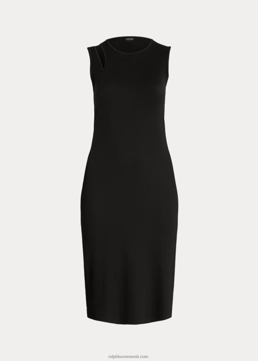 Ralph Lauren naised puuvillasegu varrukateta midi kleit PR0V4553 must