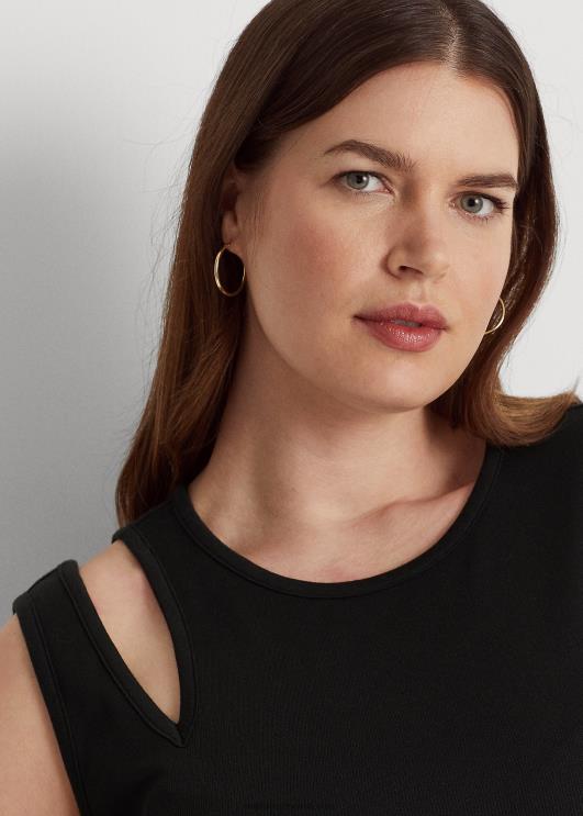 Ralph Lauren naised puuvillasegu varrukateta midi kleit PR0V4553 must