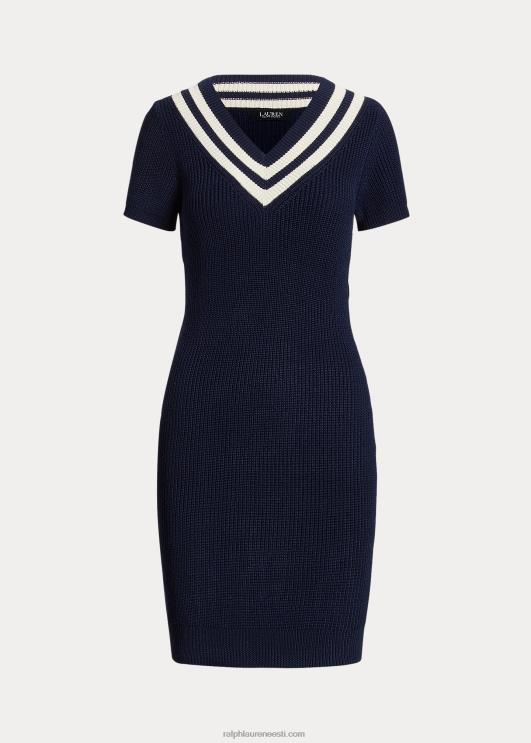 Ralph Lauren naised puuvillasegune kriketi kampsun kleit PR0V4407 rafineeritud merevärv/kreem