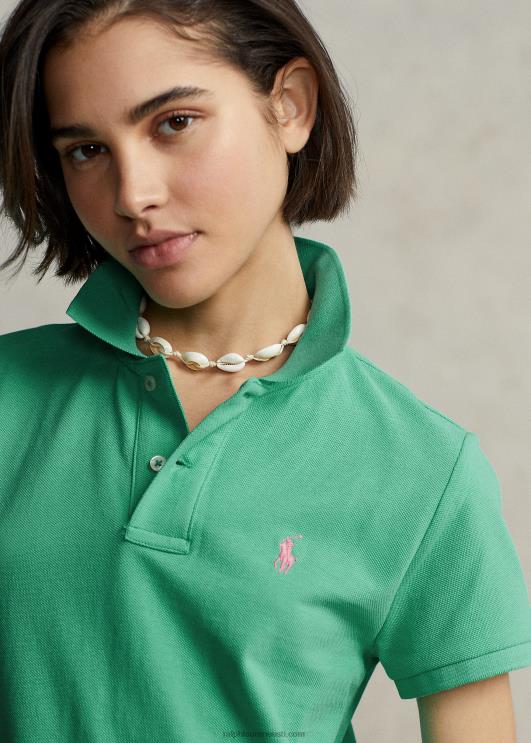 Ralph Lauren naised puuvillasest võrgust polokleit PR0V9246 päikeseloojanguroheline