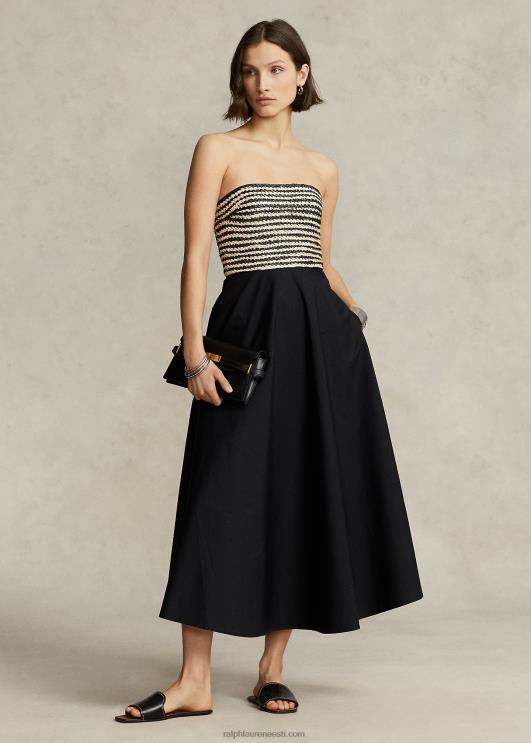 Ralph Lauren naised raffia pihikuga hübriidne ripatsiteta kleit PR0V9186