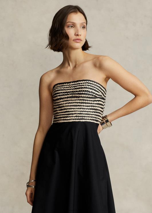 Ralph Lauren naised raffia pihikuga hübriidne ripatsiteta kleit PR0V9186