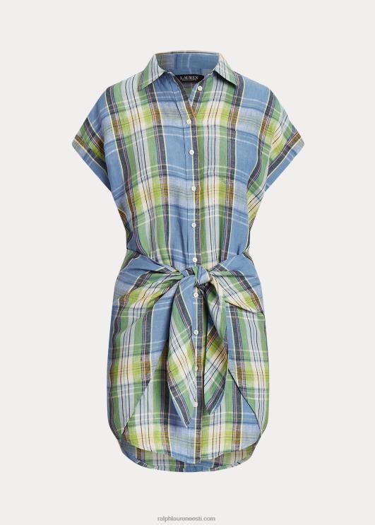 Ralph Lauren naised ruuduline lipsuga linane särk PR0V3860 sinine multi