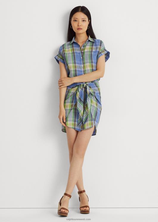 Ralph Lauren naised ruuduline lipsuga linane särk PR0V4326 sinine multi