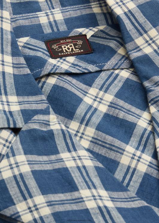 Ralph Lauren naised ruuduline puuvillane voile wrap kleit PR0V3655 sinine/kreem