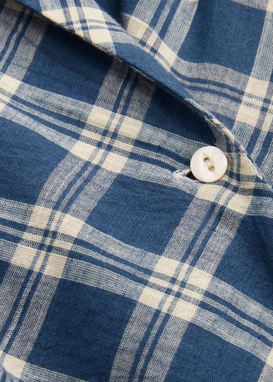 Ralph Lauren naised ruuduline puuvillane voile wrap kleit PR0V3655 sinine/kreem