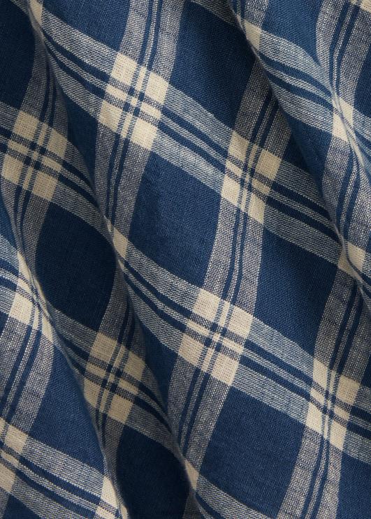 Ralph Lauren naised ruuduline puuvillane voile wrap kleit PR0V3655 sinine/kreem