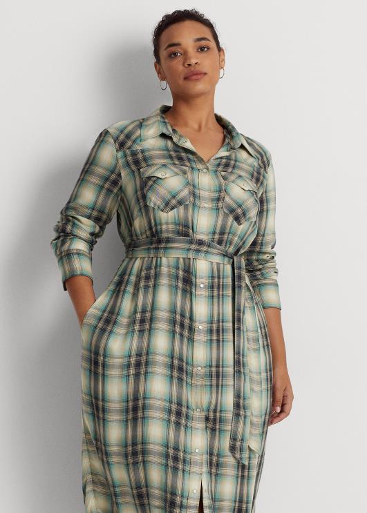 Ralph Lauren naised ruuduline toimne särk PR0V4778 sinine/roheline multi