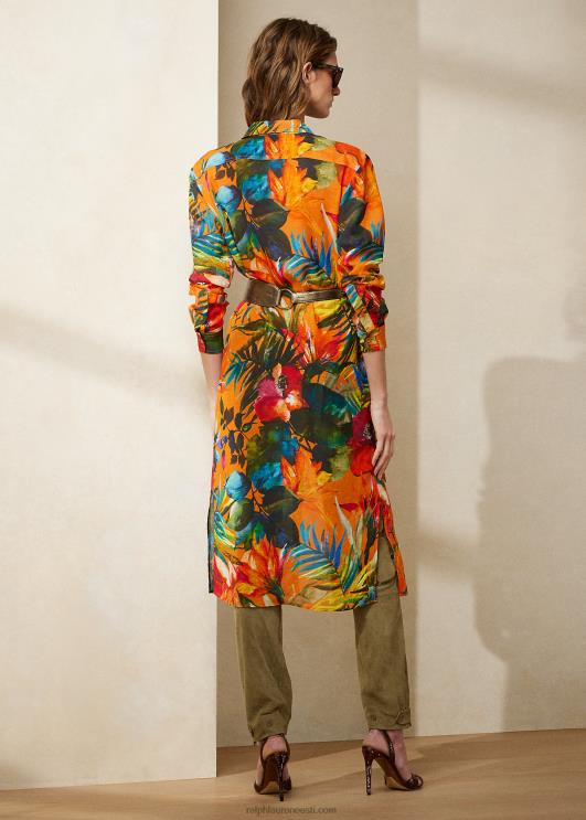 Ralph Lauren naised seneca print linasest voile päevakleit PR0V3579 oranž multi