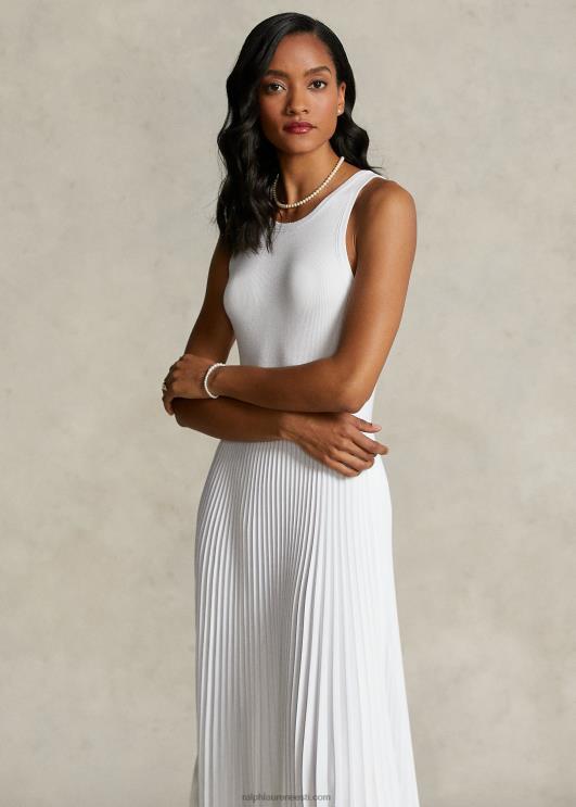 Ralph Lauren naised spelmani kollektsiooni plisseeritud kleit PR0V3313 valge