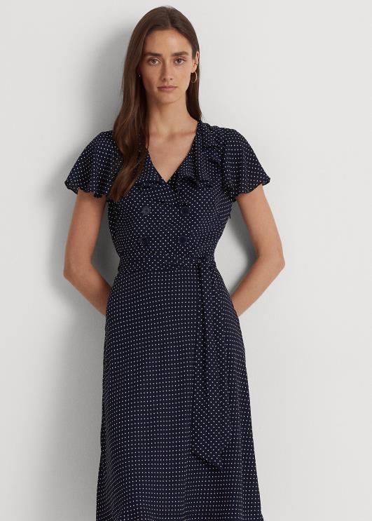 Ralph Lauren naised täpiline Georgette vööga kleit PR0V9570