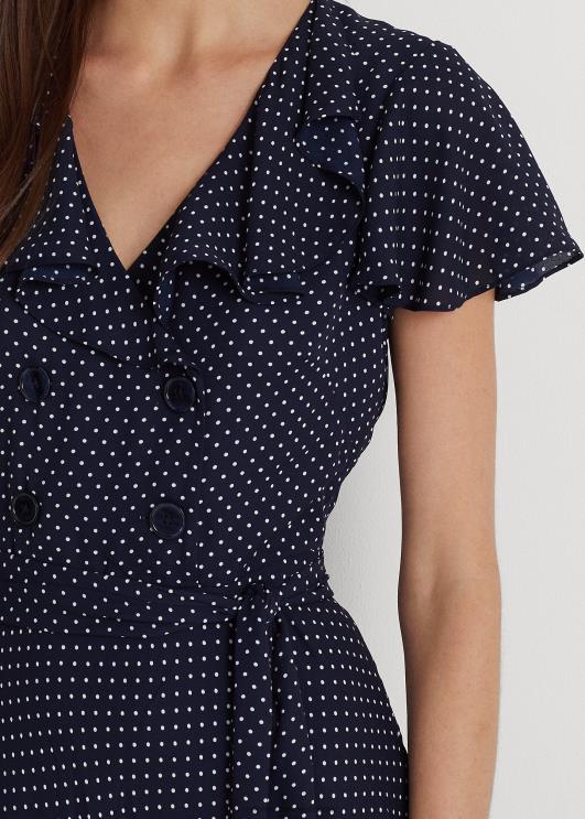 Ralph Lauren naised täpiline Georgette vööga kleit PR0V9570