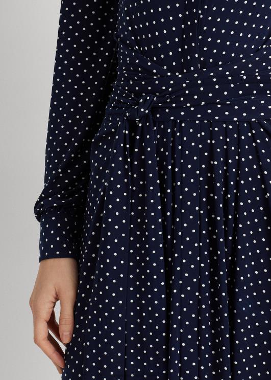 Ralph Lauren naised täpiline stretšist trikoosärk PR0V4054 merevägi/kreem