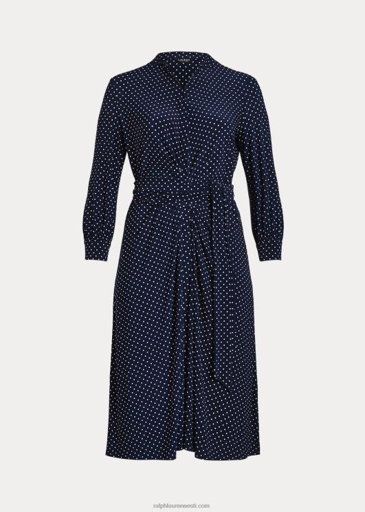 Ralph Lauren naised täpiline stretšist trikoosärk PR0V4682 merevägi/kreem