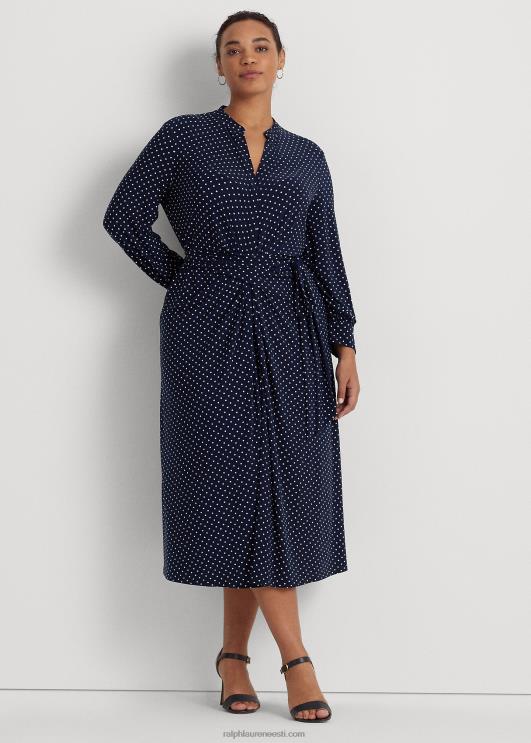 Ralph Lauren naised täpiline stretšist trikoosärk PR0V4682 merevägi/kreem