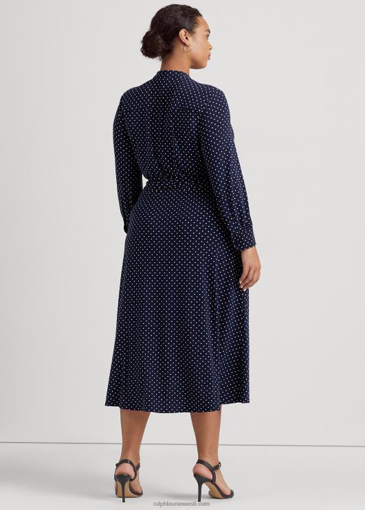 Ralph Lauren naised täpiline stretšist trikoosärk PR0V4682 merevägi/kreem