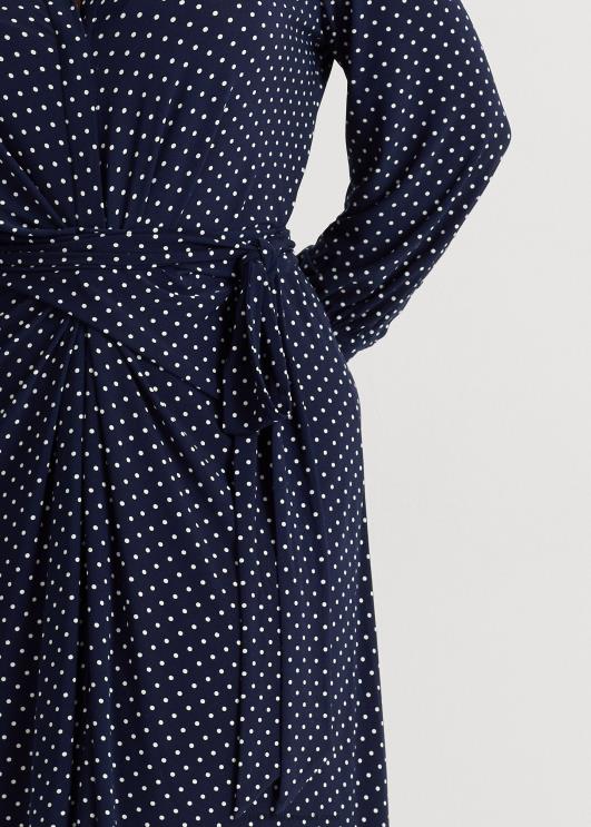 Ralph Lauren naised täpiline stretšist trikoosärk PR0V4682 merevägi/kreem