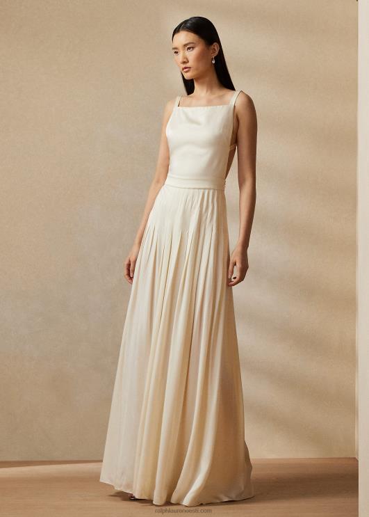 Ralph Lauren naised talbert krepp-selja-satiin õhtukleit PR0V3543 lux kreem