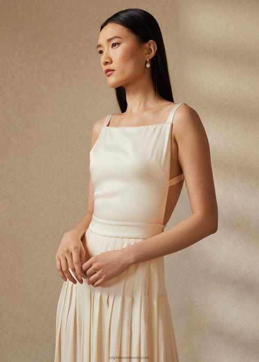 Ralph Lauren naised talbert krepp-selja-satiin õhtukleit PR0V3543 lux kreem