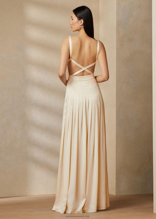 Ralph Lauren naised talbert krepp-selja-satiin õhtukleit PR0V3543 lux kreem