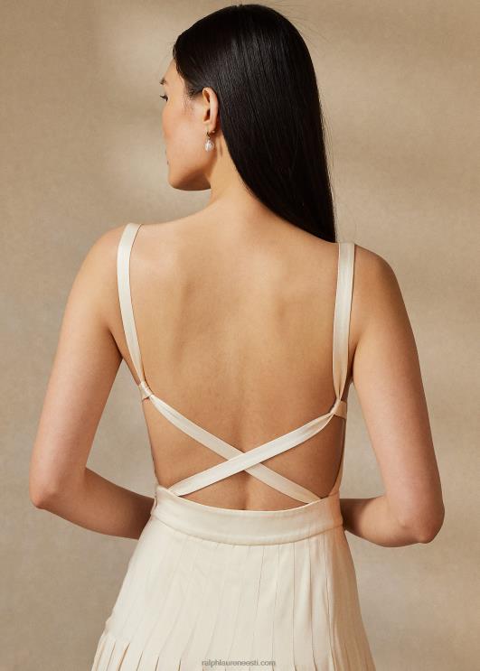 Ralph Lauren naised talbert krepp-selja-satiin õhtukleit PR0V3543 lux kreem