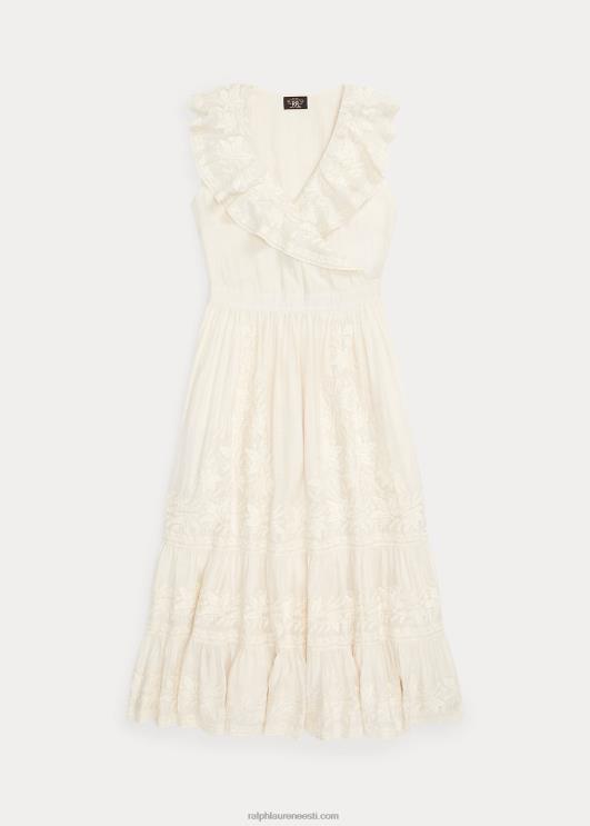 Ralph Lauren naised tikitud puuvilla-siidist kleit PR0V3625 naturaalne/kreem