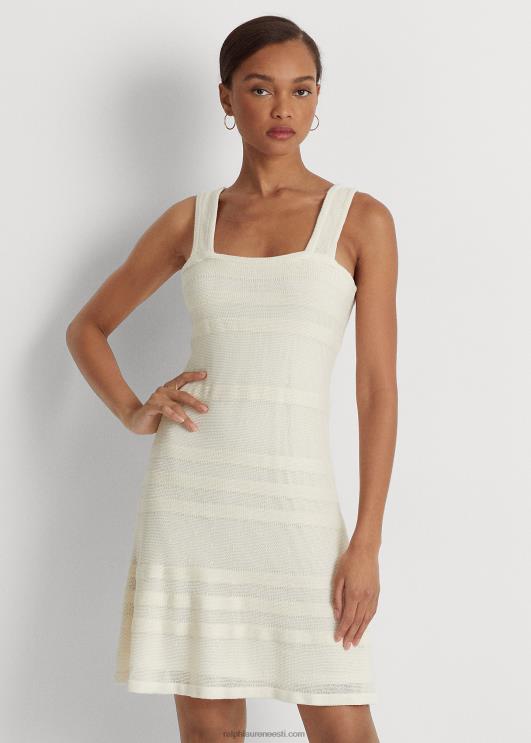 Ralph Lauren naised triibuline kootud varrukateta kleit PR0V4086 mascarpone kreem