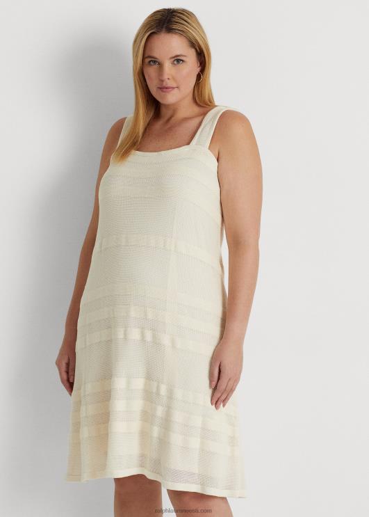 Ralph Lauren naised triibuline kootud varrukateta kleit PR0V4675 mascarpone kreem