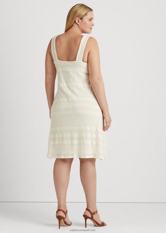 Ralph Lauren naised triibuline kootud varrukateta kleit PR0V4675 mascarpone kreem
