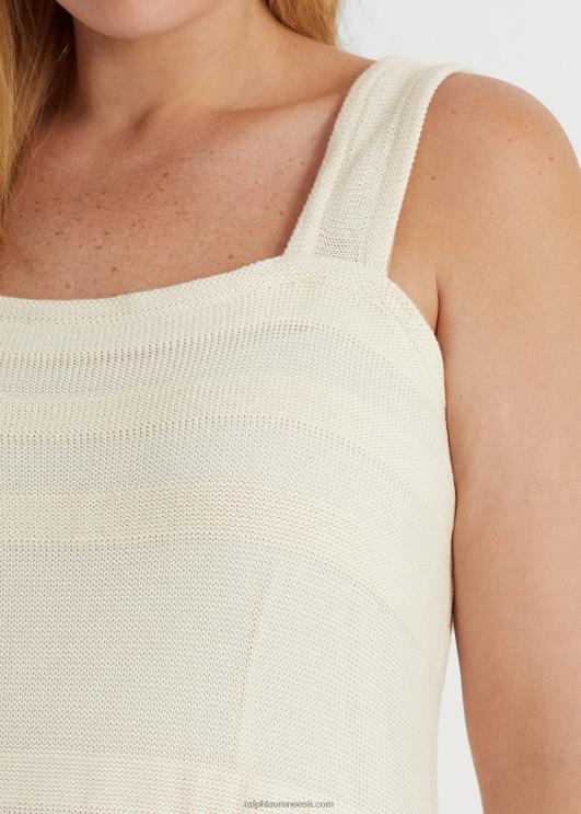 Ralph Lauren naised triibuline kootud varrukateta kleit PR0V4675 mascarpone kreem