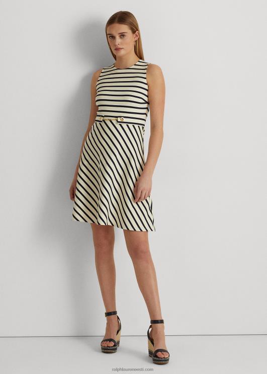 Ralph Lauren naised triibuline vööga ponte kleit PR0V4002 mascarpone kreem/laev