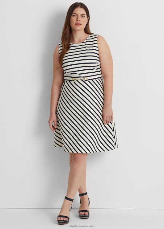 Ralph Lauren naised triibuline vööga ponte kleit PR0V4605 mascarpone kreem/laev