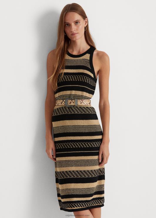 Ralph Lauren naised triibuline varrukateta kampsun PR0V4852 must/pruun