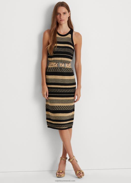 Ralph Lauren naised triibuline varrukateta kampsun PR0V9516 must/pruun