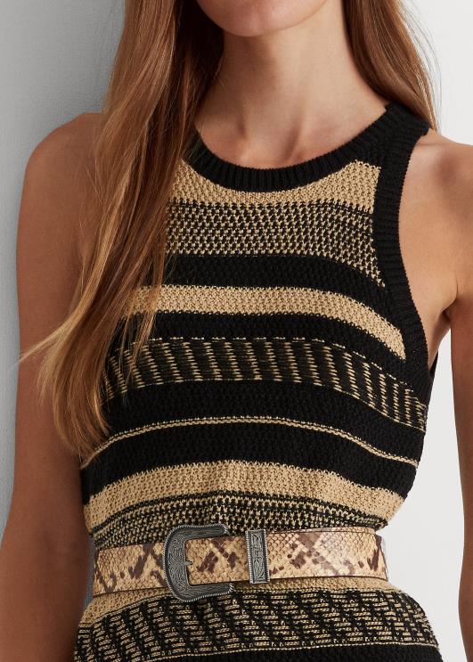 Ralph Lauren naised triibuline varrukateta kampsun PR0V9516 must/pruun