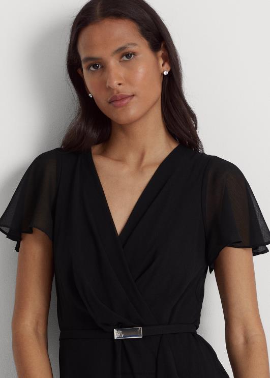 Ralph Lauren naised vööga georgette lehvivate varrukatega kleit PR0V4053 must