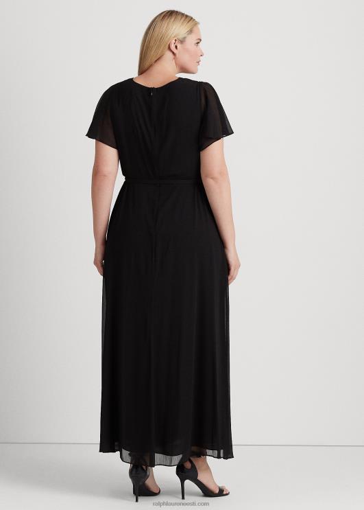 Ralph Lauren naised vööga georgette lehvivate varrukatega kleit PR0V4683 must