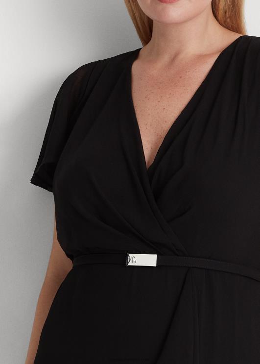 Ralph Lauren naised vööga georgette lehvivate varrukatega kleit PR0V4683 must