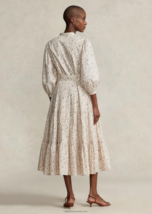 Ralph Lauren naised vööga lilleline puuvillane astmeline kleit PR0V2996 imelik õienupp