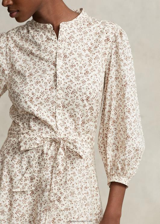 Ralph Lauren naised vööga lilleline puuvillane astmeline kleit PR0V2996 imelik õienupp