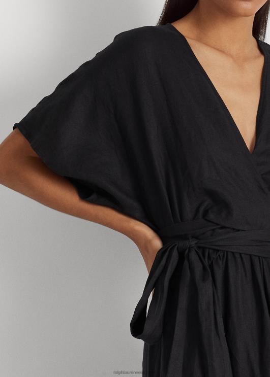 Ralph Lauren naised vööga linasest wrap-stiilis kleit PR0V3886 must