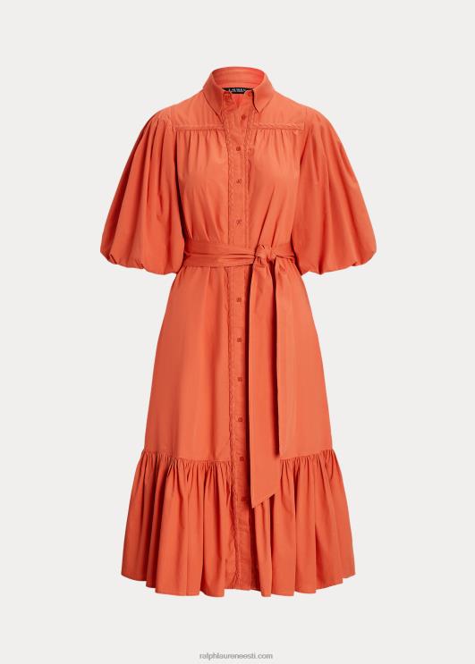 Ralph Lauren naised vööga puuvillane mullvarrukatega särk PR0V3816 kanjoni oranž