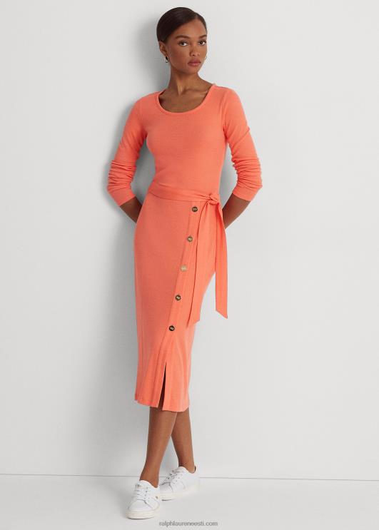 Ralph Lauren naised vööga soonik kootud kleit PR0V4880 sadamaäärne korall