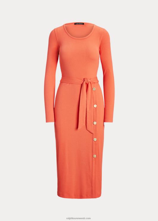 Ralph Lauren naised vööga soonik kootud kleit PR0V4880 sadamaäärne korall
