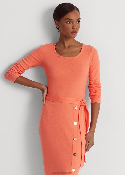 Ralph Lauren naised vööga soonik kootud kleit PR0V4880 sadamaäärne korall